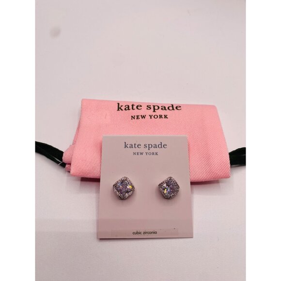 Kate Spade New York Women's Princess Cut Large Studs Clear/Silver New - Picture 1 of 5